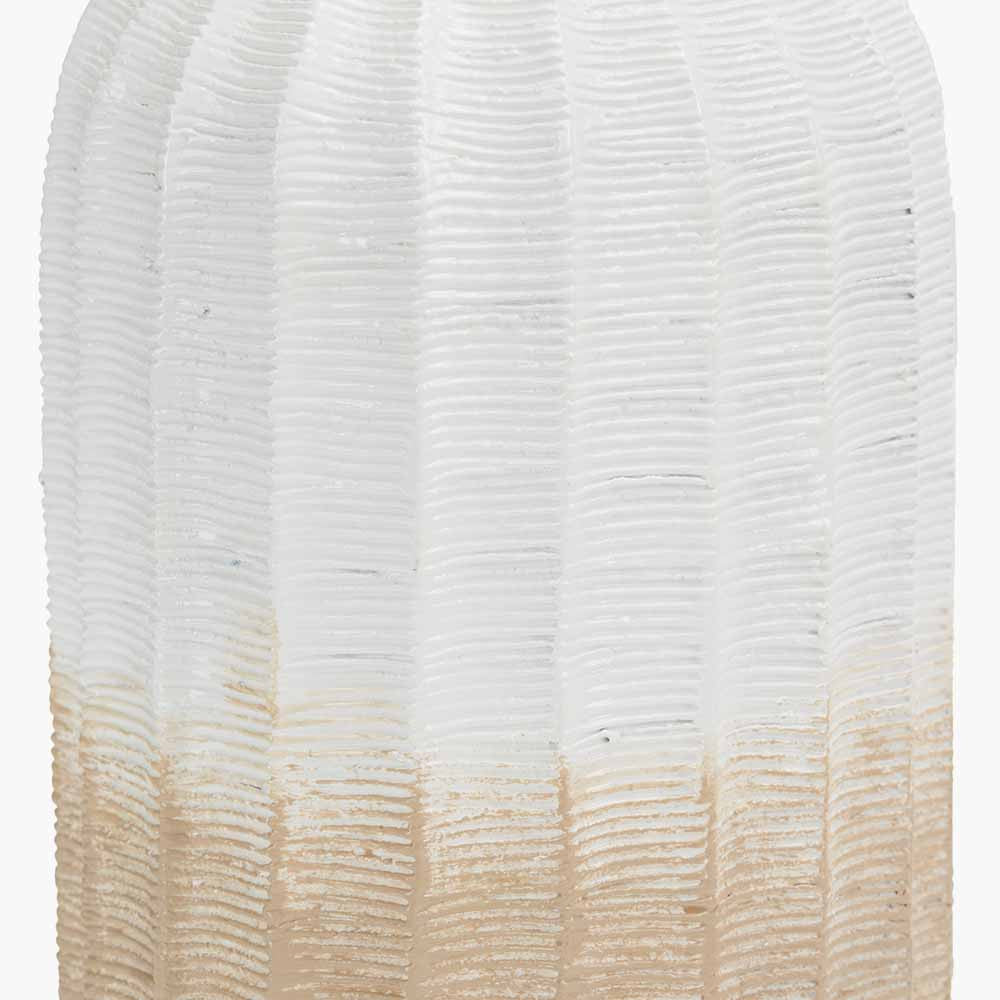 Amalia Natural & White Stoneware Textured Vase
